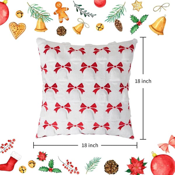 Julepudebetræk, 18x18 tommer, sæt med 2, jacquard 3D julebroderet imiteret pels pyntepuder, julepynt.