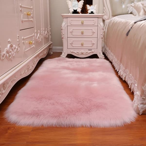 Supermjuk matta, fluffig golvmatta, sovrumsgolvmatta light pink
