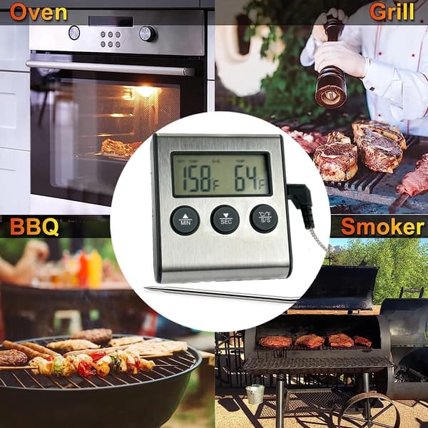 Fjärrstyrd digital stektermometerprob för mätning av kött- och mattemperaturer, med timerfunktion.