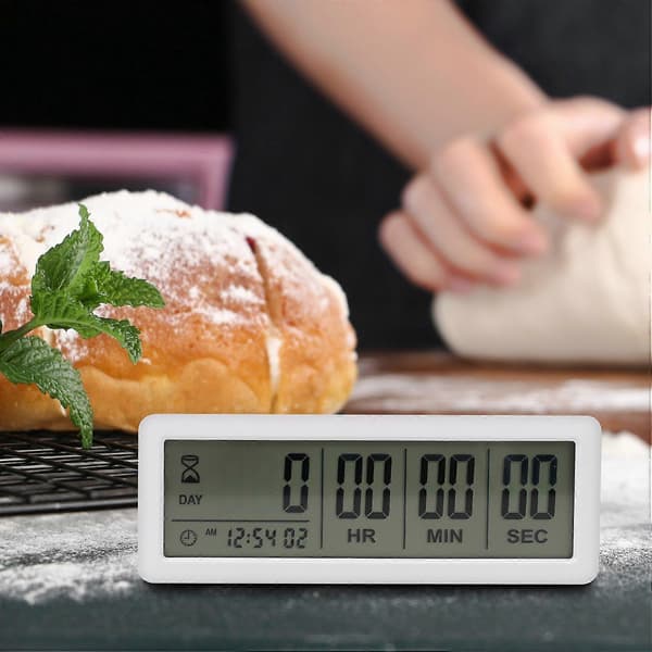 Stor Digital Nedtællingsdage Timerur - 999 Dages Nedtællingsur Timer til Eksamen Laboratorium Køkken (Hvid) hvid