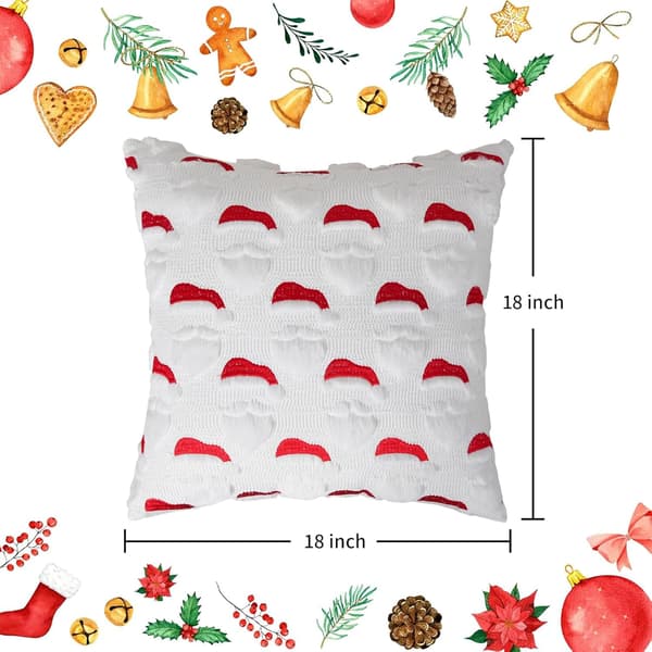 Julepudebetræk, 18x18 tommer, sæt med 2, jacquard 3D julebroderet imiteret pels pyntepuder, julepynt.