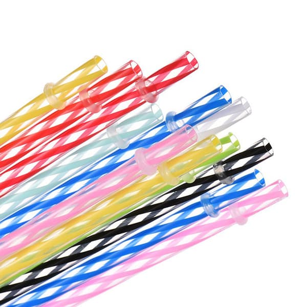 Återanvändbart transparent enfärgat plastsugrör, 9 tum Semi-threaded