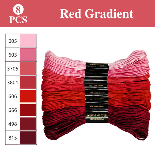 8 farver gradient broderigarn, 6 tråde 8m korsstingsgarn