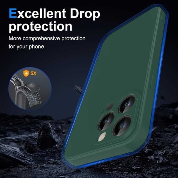 iPhone 15 Rubberized Matte Green Case Camera Protection Liquid - Green