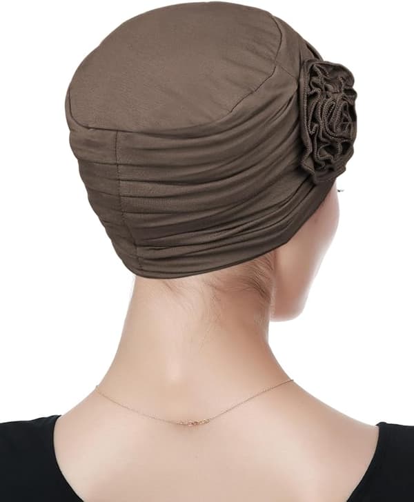 Blomsterdesign Kjemoterapi Hårtap Lue Kreft Hodeplagg for Kvinner Khaki