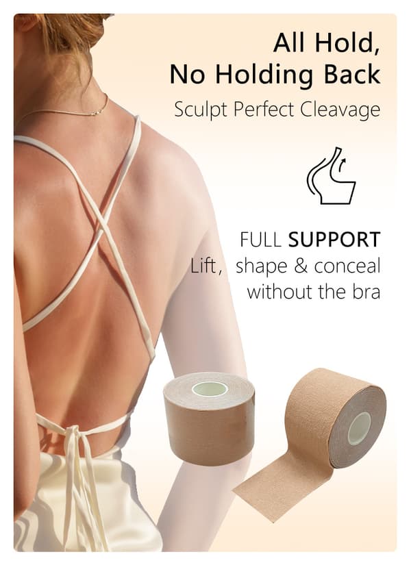 Boob Tape til rygløse kjoler, elastisk brystløftetape, usynlig push-up til alle bryststørrelser Dark brown 5CM*5M