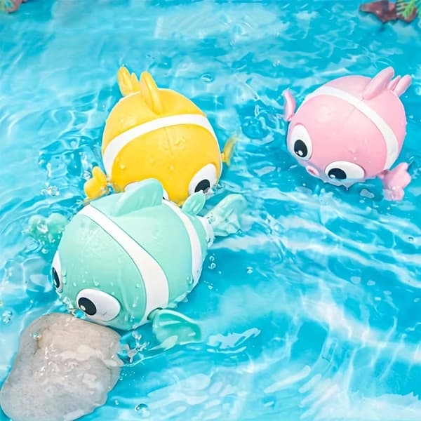 3-pack uppdragbara clownfisk-badleksaker, simleksaker för barn, sommarpoolpresent för inomhus och utomhus