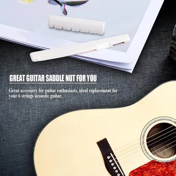 6-strengs akustisk gitarbeinsbro, sal og mutter, ekte beindeler.