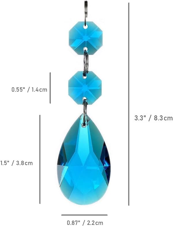 Ti 38 mm dråpeformede krystallprismekomponenter til lysekrone, hengende krystallglassperler til lysekronepynt. Royal Blue