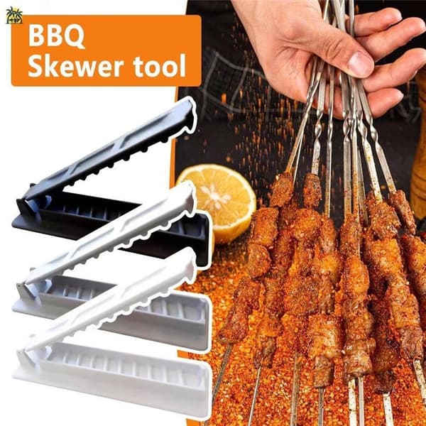 Kebab Maker Grillverktyg, Plastspettpress för Jämnt Fyllda Kött & Grönsaker, Svart/Vit black