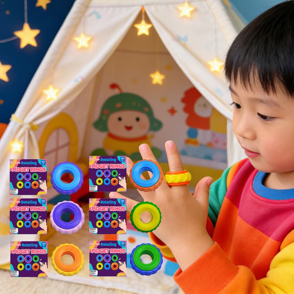 Bærbare Finger Spinner Ringe - Sensorisk Fidget Legetøj til Børn og Voksne Pink + Purple