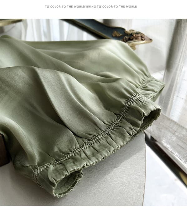 100% morbærsilke ensfarvede tynde ærmer til kvinder, alsidige kørehandsker ærmer Light green