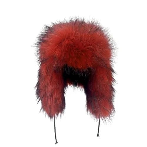Faux pels hat i russisk stil, blød og varm vinterpilot hat, rød. red
