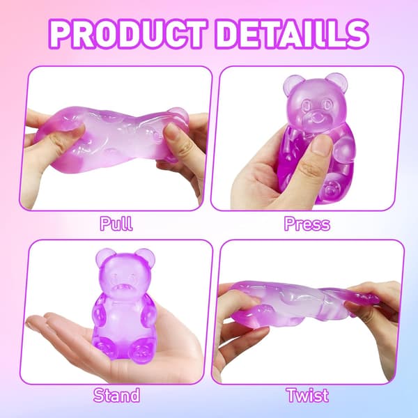 Maltose Squishy Stressaflastningslegetøj Purple Candy Bear