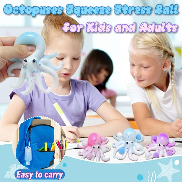 Blæksprutte Squishy Stresslegetøj, Blødt Sensorisk Legetøj til Drenge og Piger, Festgave blue and white