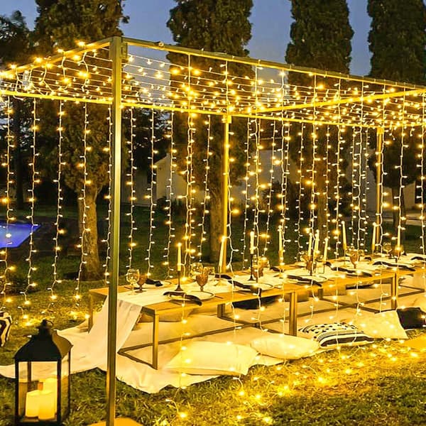 LED julelys, koblingsbare, varmt hvitt lys, 8 moduser, plug-in eventyrlys.