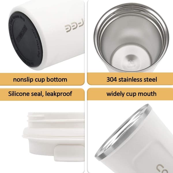 Isoleret kaffekrus i rustfrit stål, varmebevarende, 510 ml, holdbart White