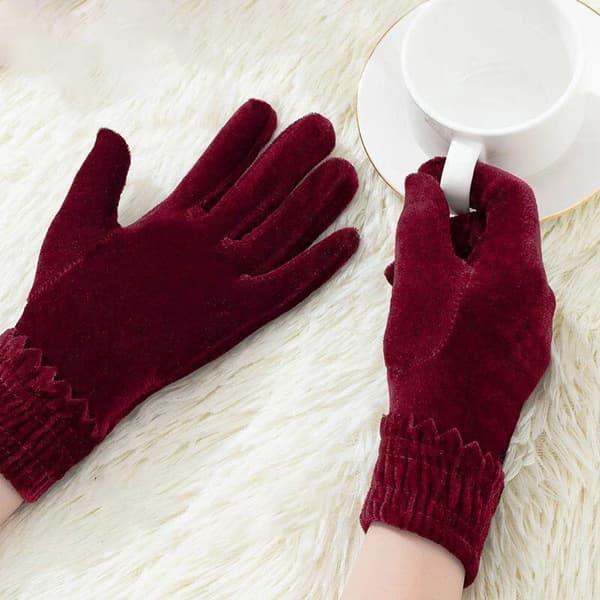 Varme og stilfulde fløjlshandsker til kvinder til vinter Red