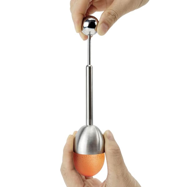 Eggåpner og eggtopper i rustfritt stål for hardkokte og bløtkokte egg sølv sølv