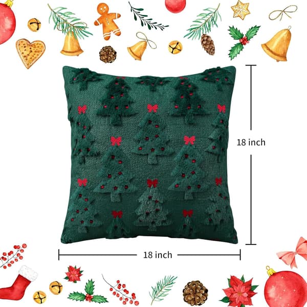 Julepudebetræk, 18x18 tommer, sæt med 2, jacquard 3D julebroderet imiteret pels pyntepuder, julepynt.