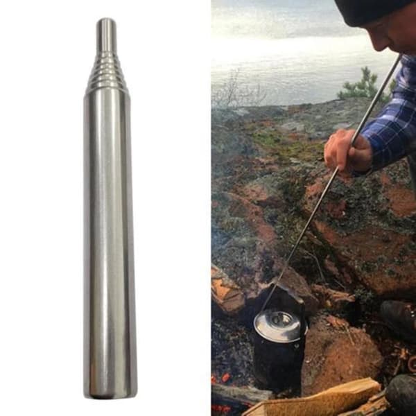 Utomhusbälg i fickformat, hopfällbart eldstartarverktyg, camping- och överlevnadsbrandblåsrör. black