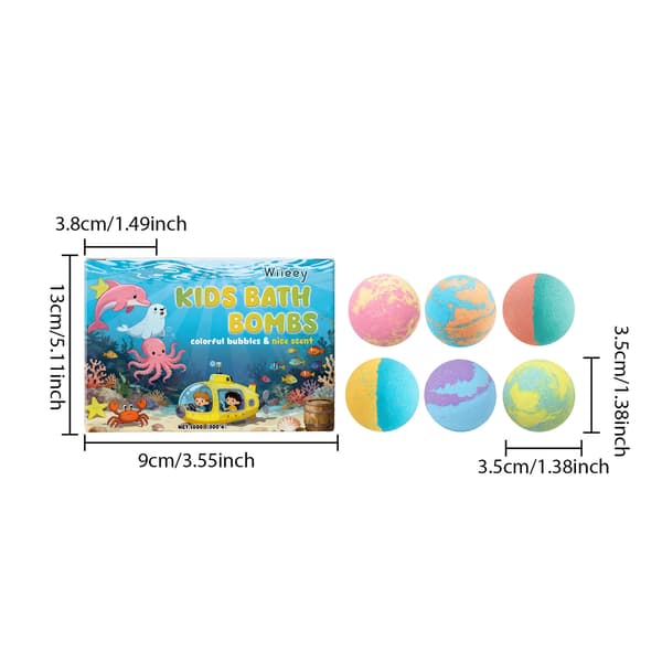Badbomber för barn - 6-pack färgglada bubblor & härlig doft