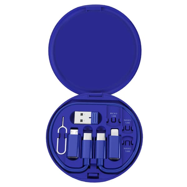 5-i-1 USB Type-C Opladningskabel Rejseadapter 60W Kit Opbevaringsboks blue