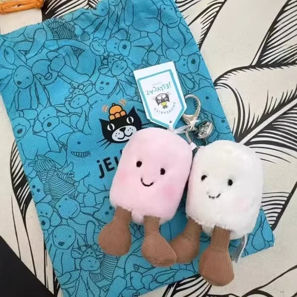 Marshmallow Par Nøkkelring – Marshmallow nr. 2, med støvpose