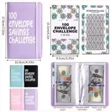 100 Konvolut Spareudfordring Bog | A6 Budgetmappe til Pengehåndtering & Opsparing Purple