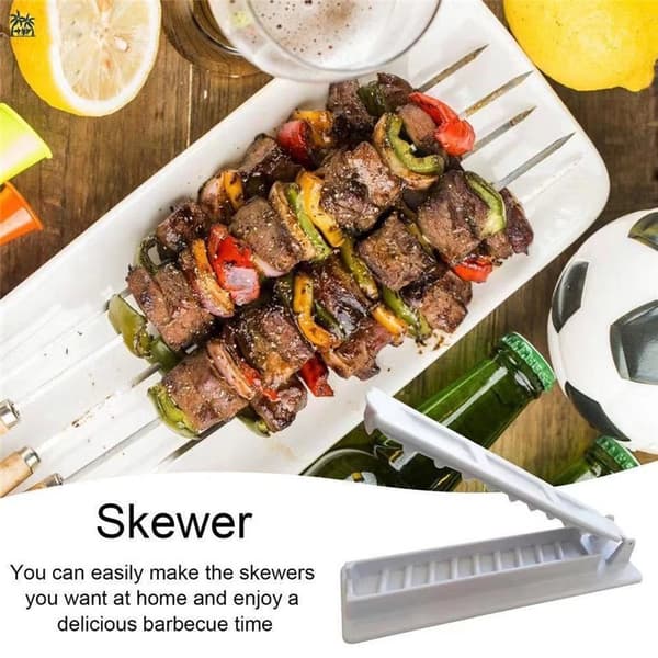 Kebab Maker Grillverktyg, Plastspettpress för Jämnt Fyllda Kött & Grönsaker, Svart/Vit black