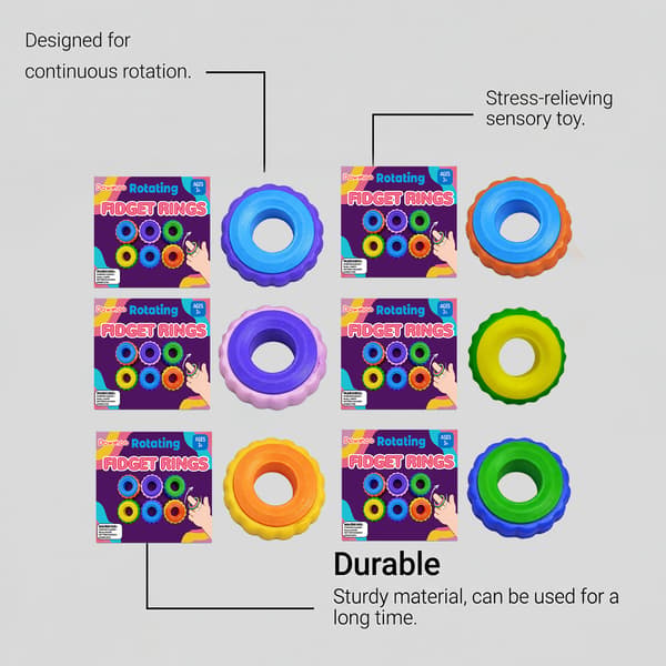 Bærbare Finger Spinner Ringe - Sensorisk Fidget Legetøj til Børn og Voksne Blue + Green