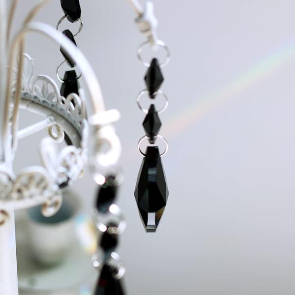 Ti 38 mm dråpeformede krystallprismekomponenter til lysekrone, hengende krystallglassperler til lysekronepynt. pure black
