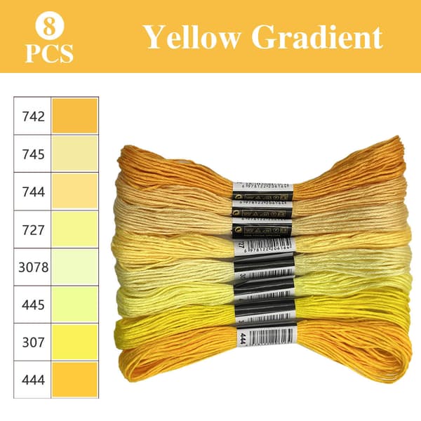 8 farver gradient broderigarn, 6 tråde 8m korsstingsgarn