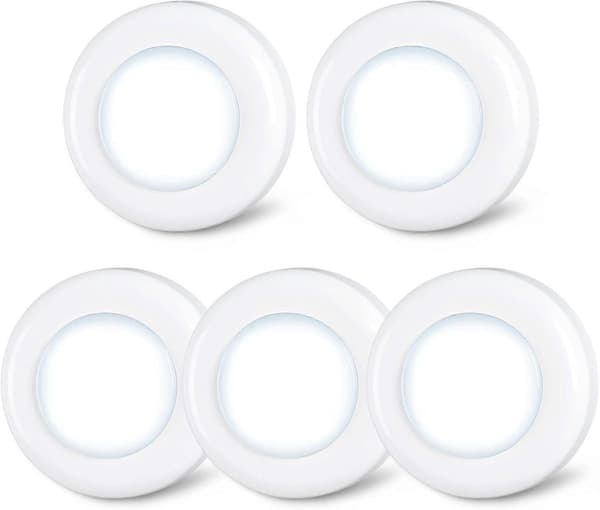 6 stk. Tryklampe Tryklampor Mini Touch Press Spot Lights Bærbare LED-lamper til indendørs brug Batteridrevne Pucklamper til underskabe Hvid White