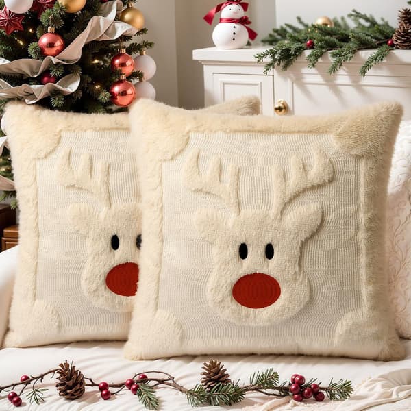 2-delat julkuddfodralset, 3D-broderat sofföverdrag, heminredning, julkuddfodral, 45x45 cm, beige ren.