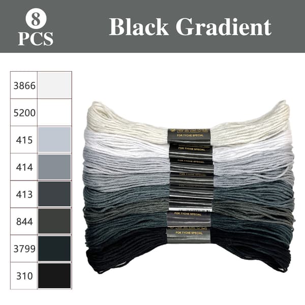 8 farver gradient broderigarn, 6 tråde 8m korsstingsgarn