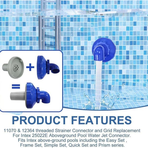 Poolindløbsdyse til Intex - 32 mm roterende poolstrålesæt Set A
