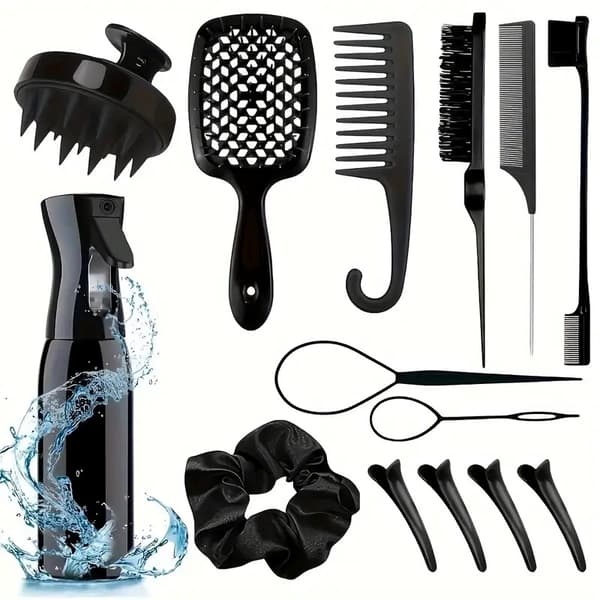 14-dele hårstylingsværktøjssæt black 14-piece set