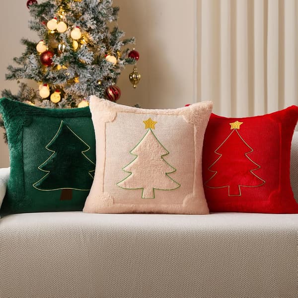 2-pack julörngott, 45x45 cm, julgransdekorerade jacquardörngott, perfekta för sovrumssoffor och semesterbruk.