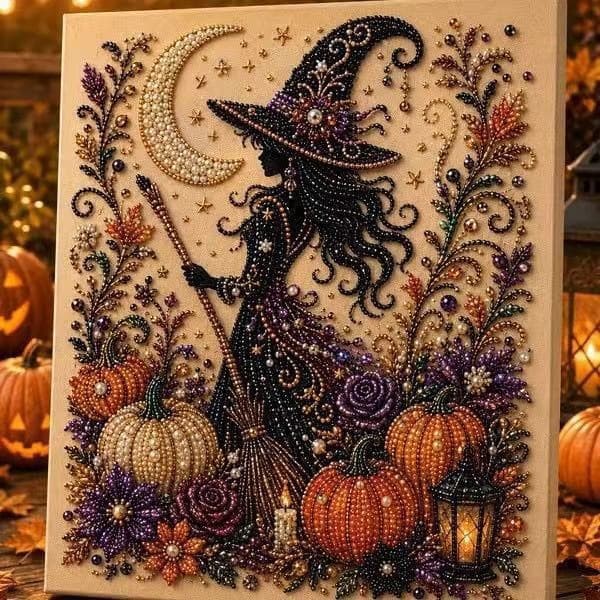 Halloween-aave DIY-helmitaidesetti, 20×20cm strassihelmi-maalausaskartelusetti, Halloween-kodinsisustuslahja