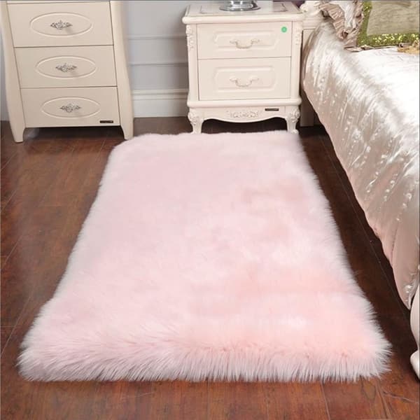Superblødt tæppe, fluffy gulvmåtte, soveværelsesgulvmåtte 90*150cm light pink