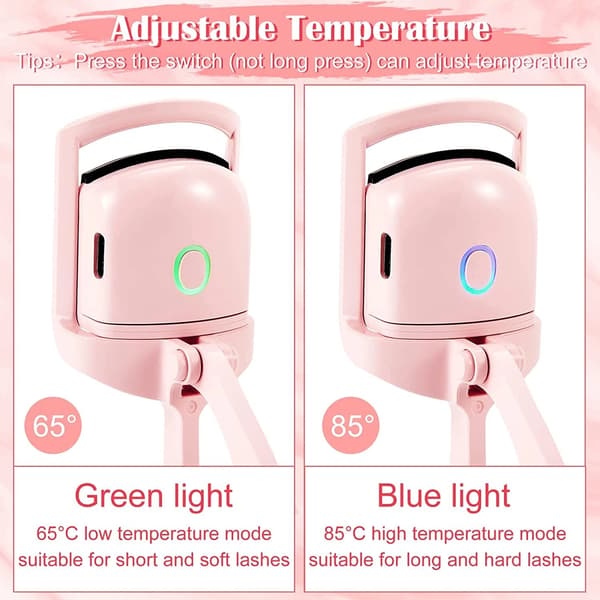 Elektrisk opvarmet øjenvippebukker, USB genopladelig. PINK