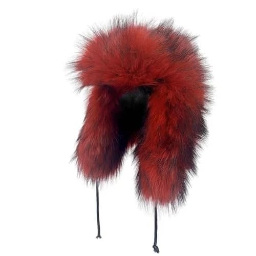 Faux pels hat i russisk stil, blød og varm vinterpilot hat, rød. red