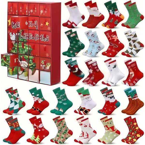 24 par barnstrumpor julkalender blindlåda, julklappsstrumpor för tonåringar D 24 pairs
