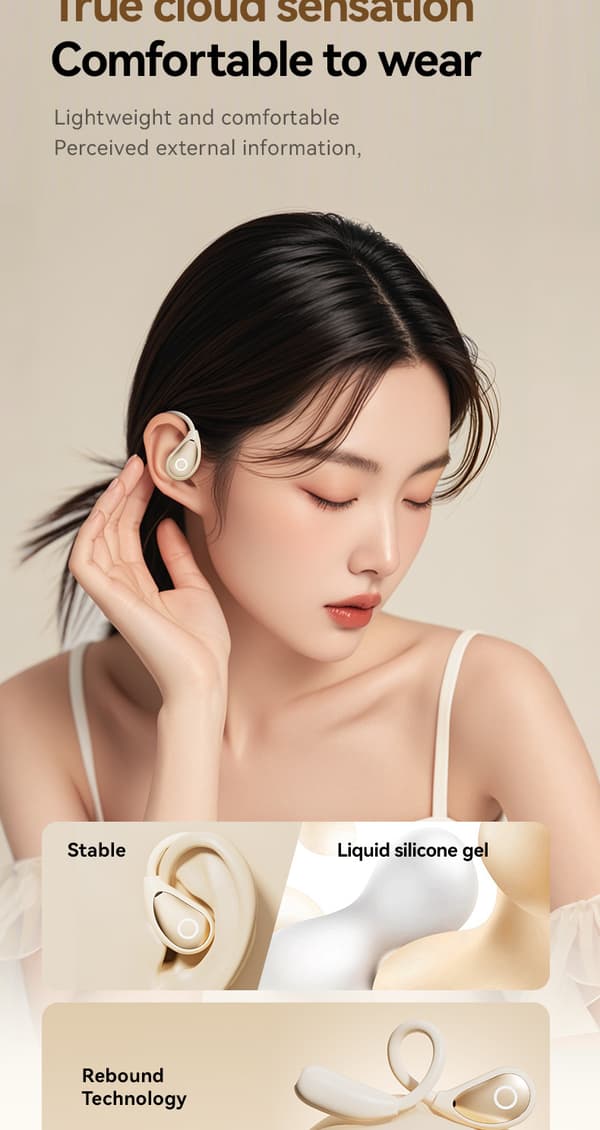 M95 OWS Open Ear Bluetooth-hörlurar med AI-realtidsöversättning, laddningsfodral med lädertextur, basförstärkning, trådlösa sporthörlurar black