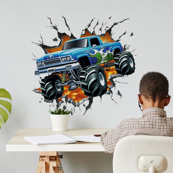 3D Racing Car Veggdekor Biler Gutter Rom Veggdekor Barn Seng