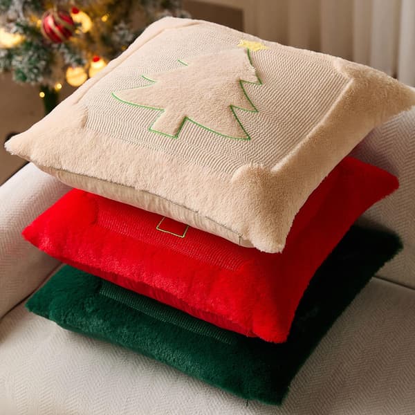 2-pack julörngott, 45x45 cm, julgransdekorerade jacquardörngott, perfekta för sovrumssoffor och semesterbruk.