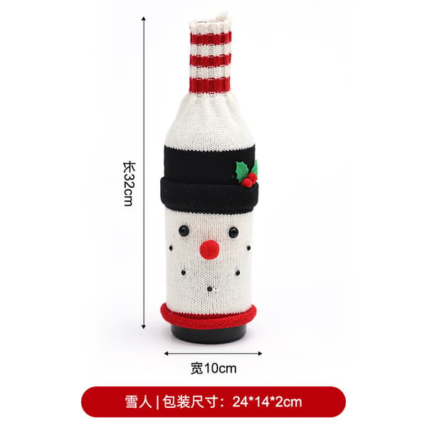 3-pack stickade vinflasköverdrag till jul, tecknad tomte, snögubbe, renflaskhylsa, julbordsfestdekor