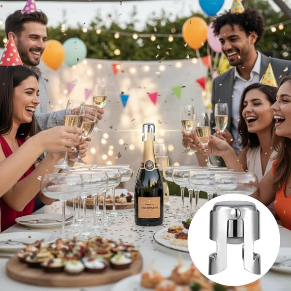 5-delad återanvändbar champagneflaskpropp i bulk. Vinkorkproppar, skydd för champagneflaskproppar (silver).