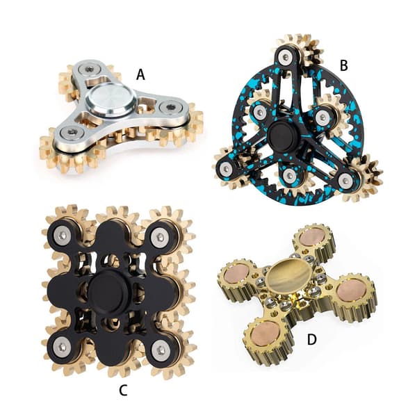 Fidget spinner kæde, messing- og aluminiumsgear, finger spinner, stressaflastende legetøj. silver
